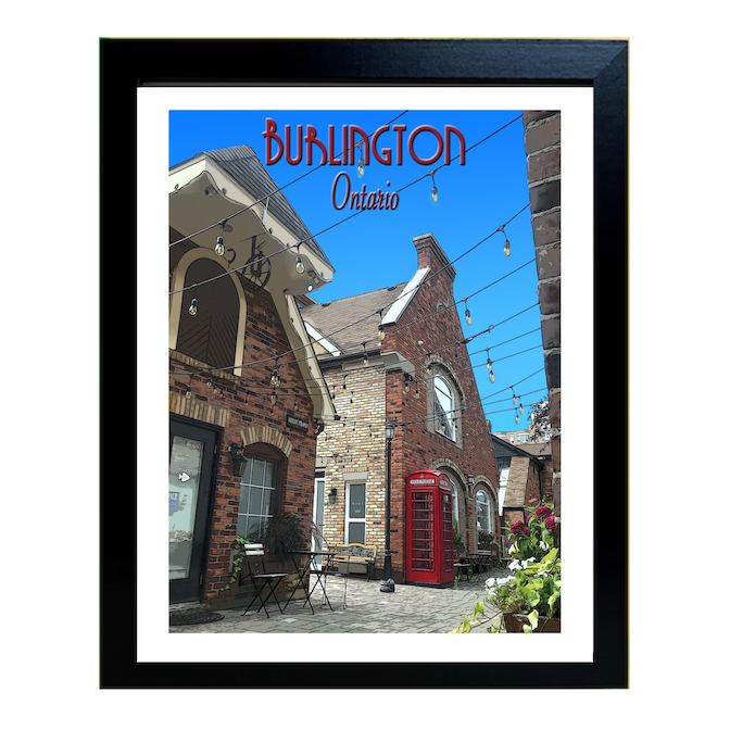 Burlington, Ontario, Vintage Travel Print (FRAMED)