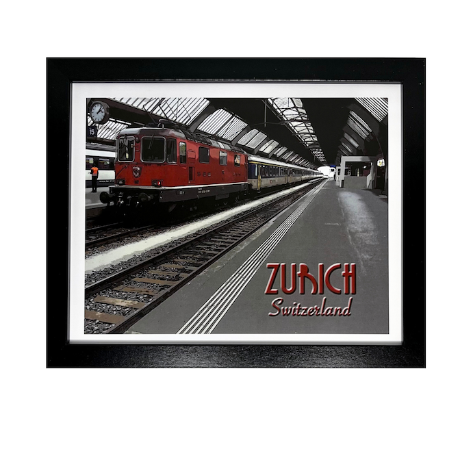 Zurich, Switzerland, Vintage Travel Print (FRAMED)