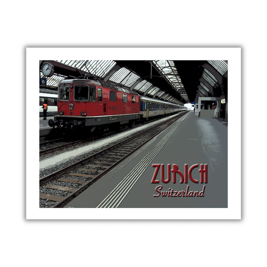 Zurich, Switzerland, Vintage Travel Print (FRAMED)